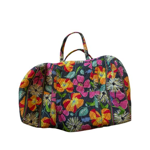 Vera Bradley Grey Jazzy Bloom Floral Large Duffle Bag Baby Orange Travel Quilted - Picture 6 of 7